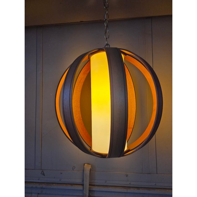 Brown 1960s Mid Century Bentwood Globe Pendant Swag Light For Sale - Image 8 of 10