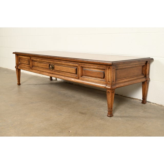 Thomasville French Regency Louis XVI Carved Pecan Wood Coffee Table or Cocktail Table, Circa 1960s For Sale - Image 17 of 17