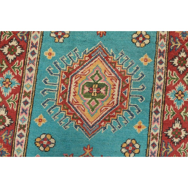 Textile Kazak Runner 2’7” X 9’6” Blue Wool Tribal Hand-Knotted Oriental Rug For Sale - Image 7 of 12