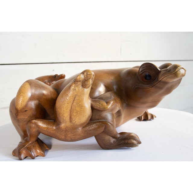 Large Wooden Frogs Figurine, 1920s For Sale - Image 3 of 17