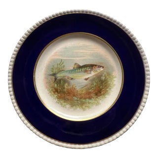 1940s Navy and White English Fish Plate For Sale