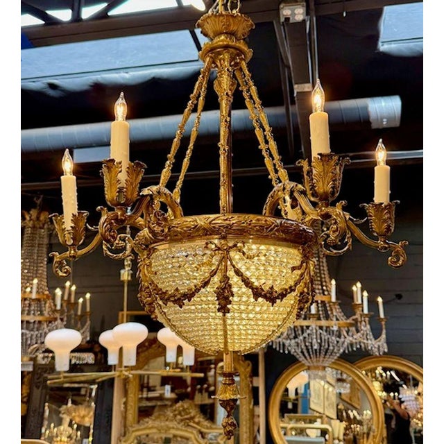 19th Century 19th Century French Bronze and Crystal Chandelier For Sale - Image 5 of 5