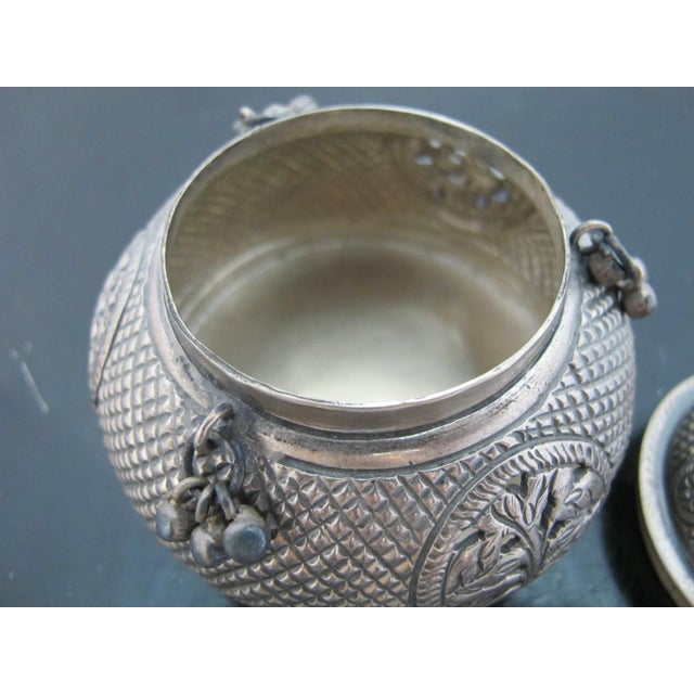 Antique Southeast Asian Silver Betel Nut Censer Box or Incense Burner For Sale - Image 10 of 12