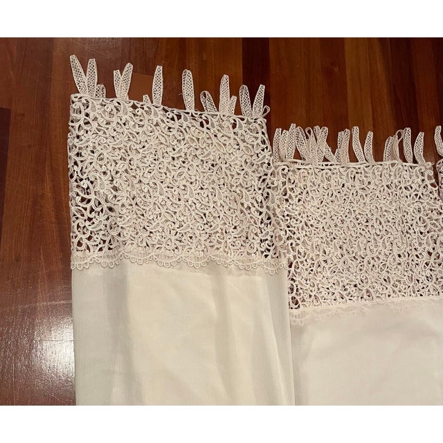 Vintage 1950s European Embroidered Lace Chiffon Curtain Panels Set of Six For Sale - Image 10 of 12