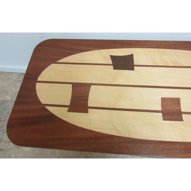 Brown 1990s Custom Space Age Coffee Serving Table Mahogany Inlaid Mid Century Danish Dark Sputnik For Sale - Image 8 of 11