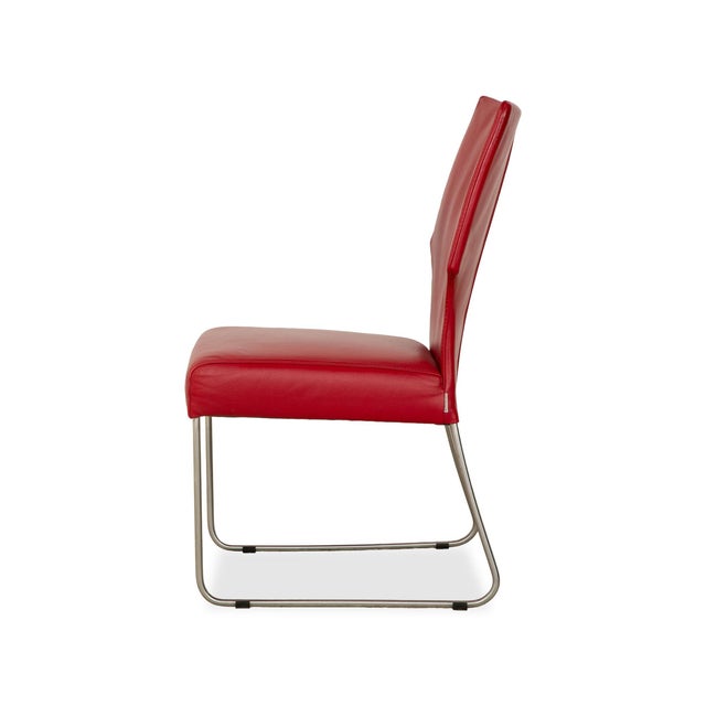 Red Leather Chairs from Bert Plantagie, Set of 4 For Sale - Image 10 of 12