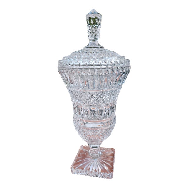 Art Deco Crystal Bonbonniere or Vase, Bohemia, 1920s For Sale