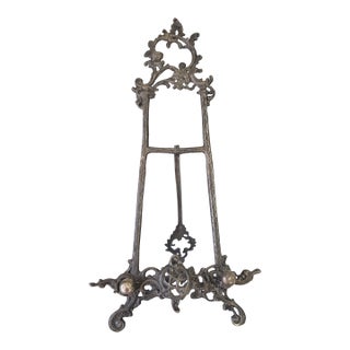 1940s Silver Easel Display Art Picture Holder for Ornate Rococo Revival Shelf Styling For Sale