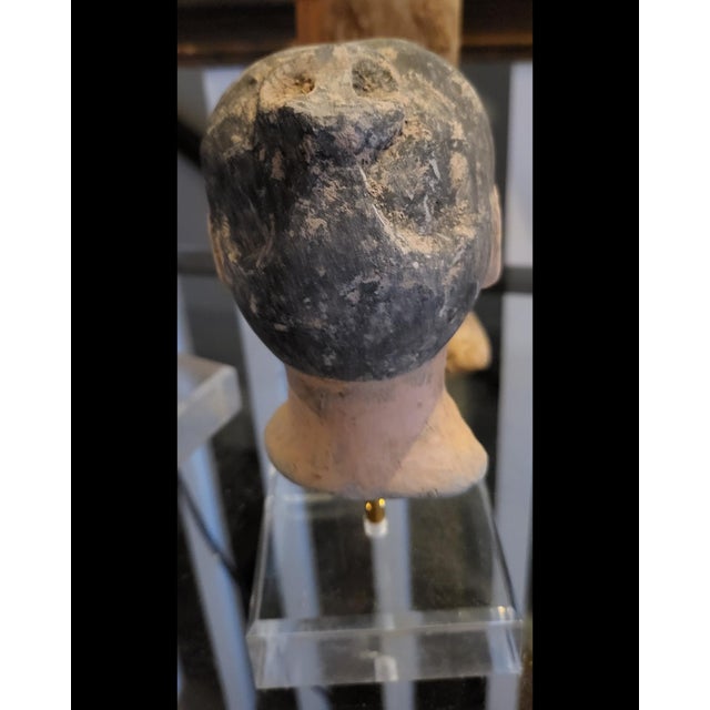 Abstract Ancient Chinese Han Dynasty Terracotta Head of an Attendant Period: Han Dynasty (206 Bce – 220 Ce) For Sale - Image 3 of 6