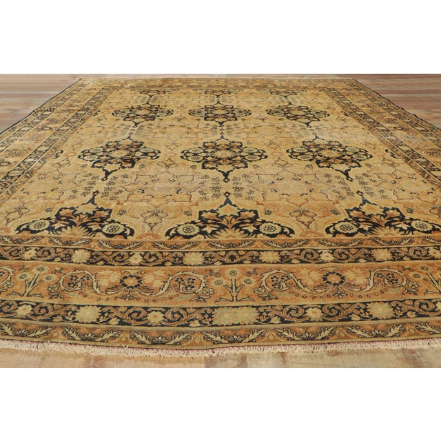 Textile Antique Persian Yazd Rug - 09'10 x 12'02 For Sale - Image 7 of 8