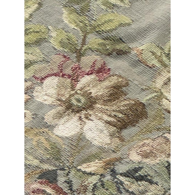 Antique French Tapestry with Rooster and Flowers from Aubusson, 1900 For Sale - Image 13 of 18