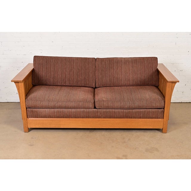 Mission Stickley Mission Oak Arts and Crafts Spindle Sleeper Sofa For Sale - Image 3 of 18