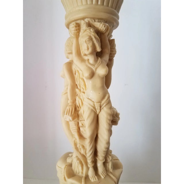 Antique Neoclassical Mythological Heavy Alabaster Hand Carved Sculpture, Signed and Marked For Sale - Image 4 of 13