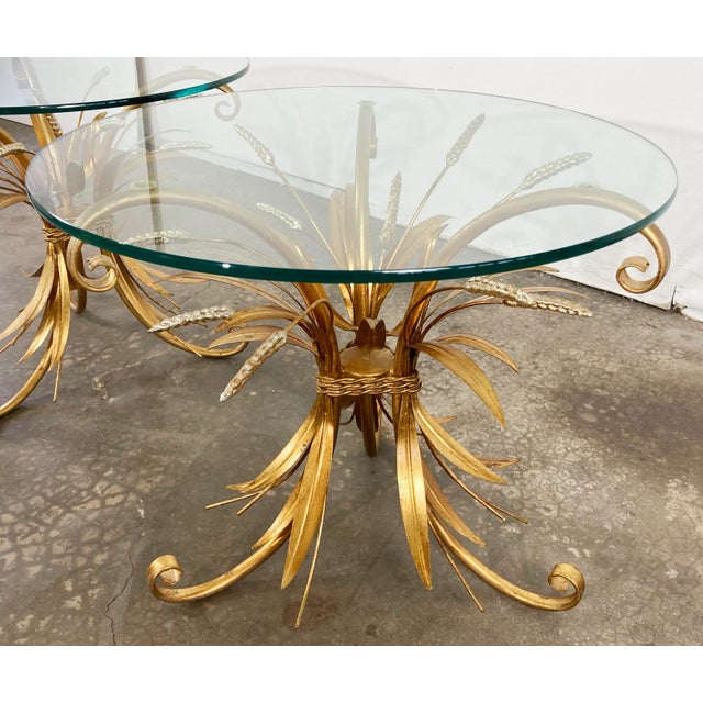 Gold Vintage Italian Gilt Sheaf of Wheat Side Table Pair For Sale - Image 8 of 9
