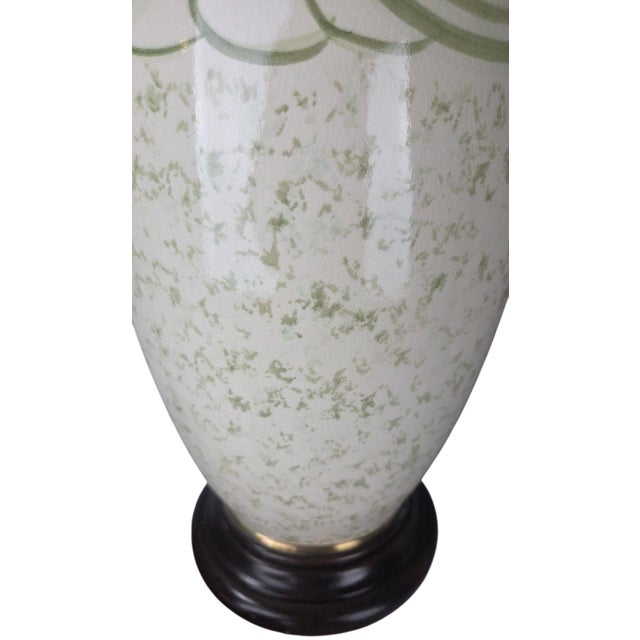 Ceramic Vintage Wildwood Crackle Glaze Ceramic Urn Table Lamp With Ribbon Swag Motif For Sale - Image 7 of 10