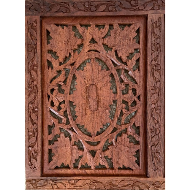 Vintage Hand-Carved Wood Jali Wall Hanging Latticework Plaques. India For Sale - Image 4 of 4