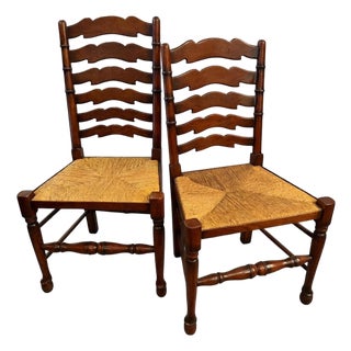 1980s Pair of Ladder Back Dining Chairs Possibly Tell City Chair Company For Sale