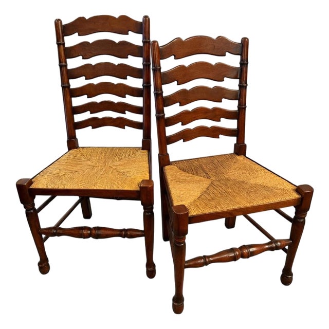 1980s Pair of Ladder Back Dining Chairs Possibly Tell City Chair Company For Sale