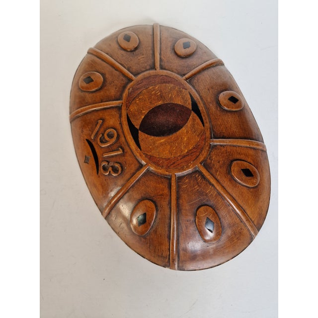 Handcarved Wedding Wood Bowl, 1913 For Sale - Image 4 of 15
