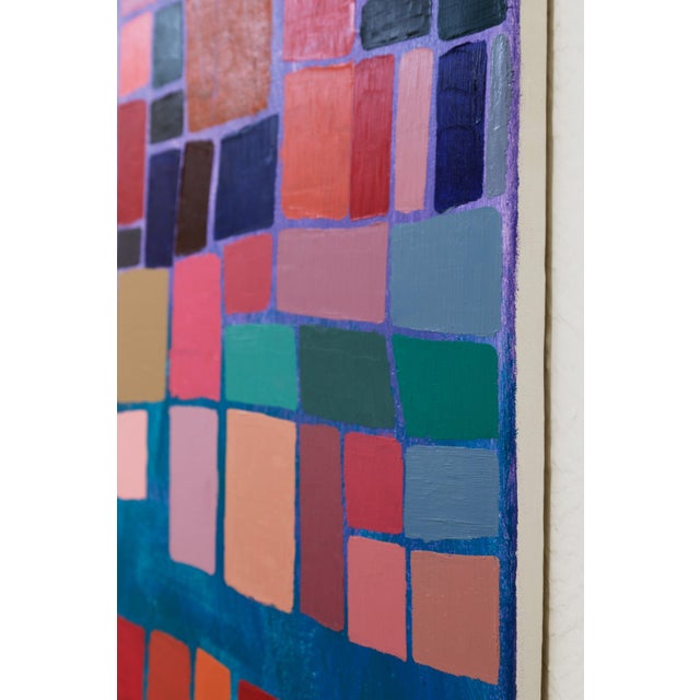 "Squares / Turquoise Purple Orange" Large Abstract Oil Painting by Simon Findlay For Sale - Image 10 of 17