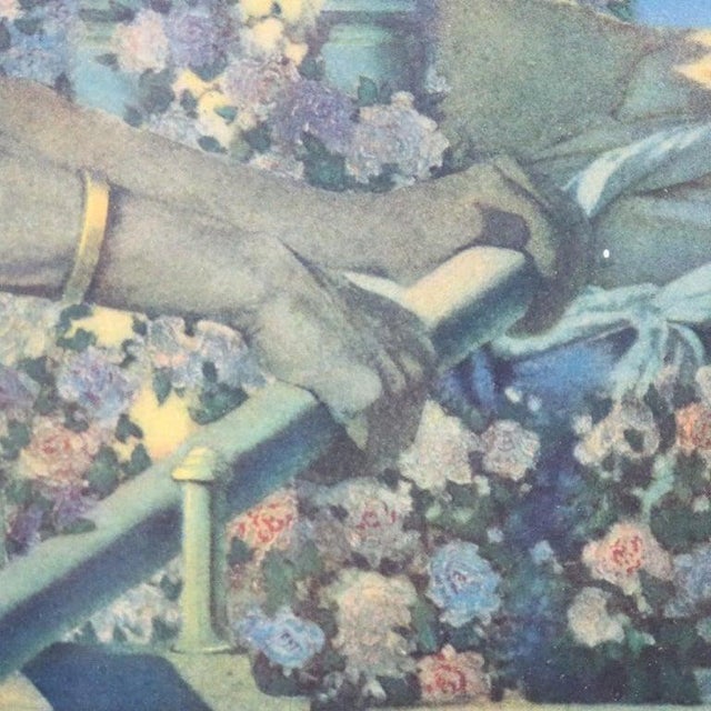 Large Antique Wall Mirror With Maxfield Parrish Print Insert “Cleopatra" C1920 For Sale - Image 6 of 9