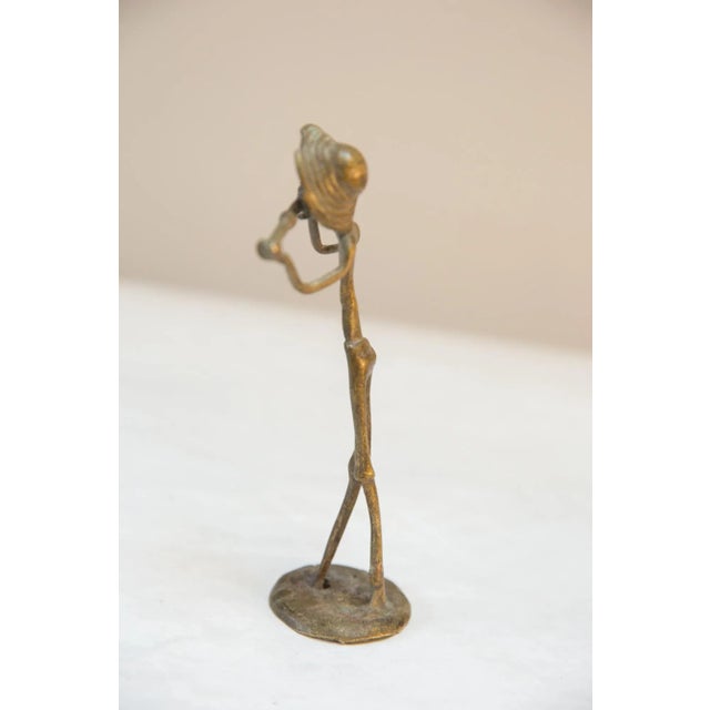Vintage African Bronze Musician Statue For Sale In New York - Image 6 of 9