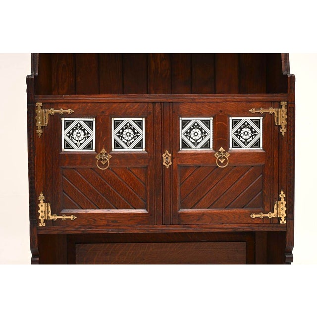 Wood Antique Aesthetic Movement Cabinet attributed to John Moyr Smith, 1880 For Sale - Image 7 of 11
