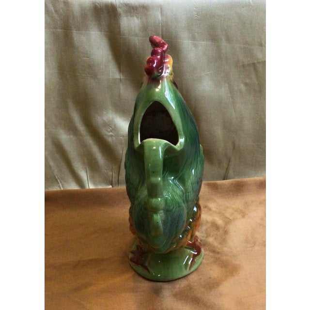 Vintage St .Clement French Rooster Majolica Jug For Sale - Image 4 of 11
