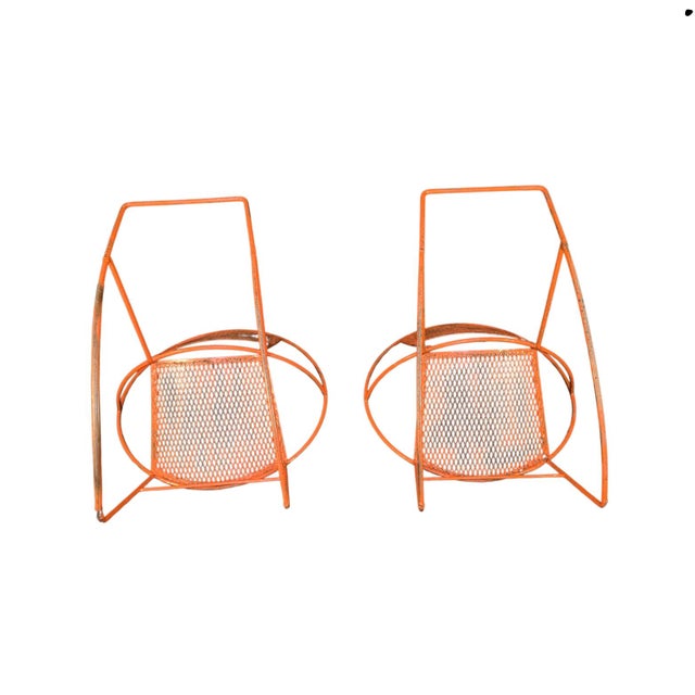 1960s 1960s Mid Century Modern Orange Rocking Chairs - Set of 2 For Sale - Image 5 of 9