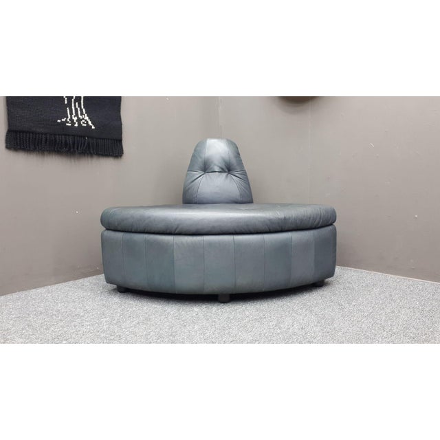 Modular Buffalo Leather Seating Group attributed to Laauser, 1980s Set of 5 For Sale - Image 9 of 15