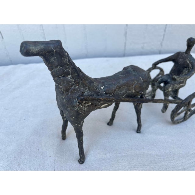 1960s Mid-Century Bronze of a Horse With Sulky For Sale - Image 5 of 5