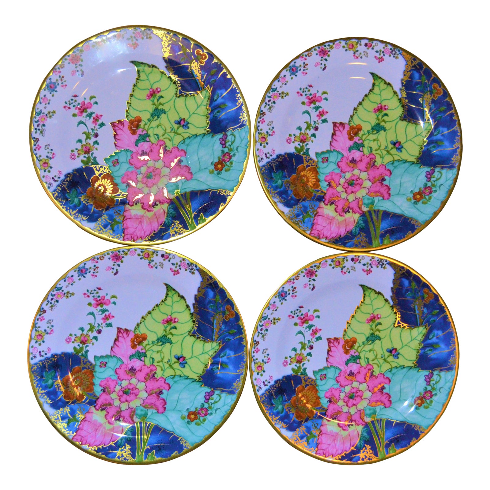 Enamaled Tin Tobacco Leaf Plates Set of 4 Chairish