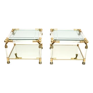 Vintage Spanish Acrylic and Glass Side Tables from Curvasa, 1970s, Set of 2 For Sale