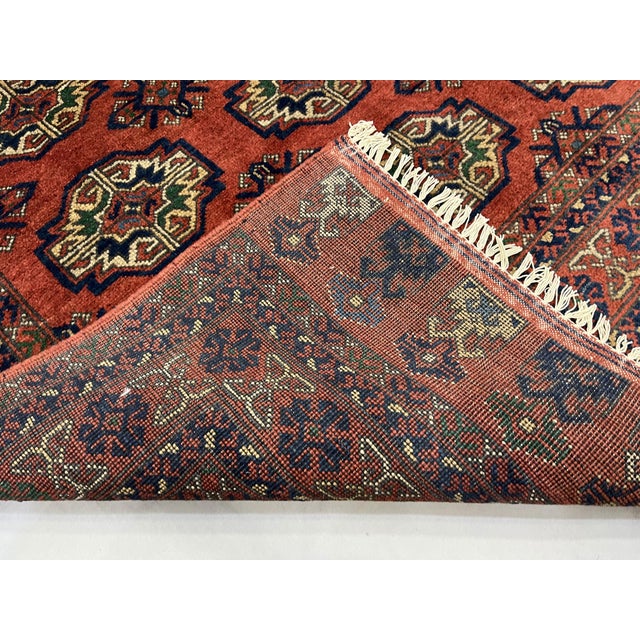 Red Turkmen Philpa Wool Area Rug, Tribal Geometric Medallion Design For Sale - Image 16 of 17