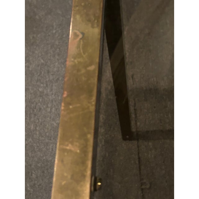 Mid-Century Modern Midcentury Modern Tall Aged Brass & Smokey Glass End Tables or Stands -a Pair For Sale - Image 3 of 11