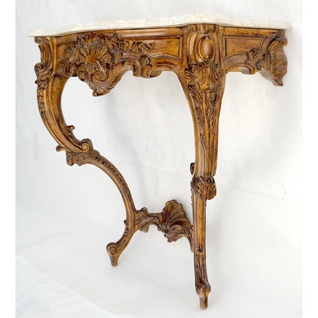 Brown Very Fine Carved Beige Marble Top Italian Console Hall Table For Sale - Image 8 of 8