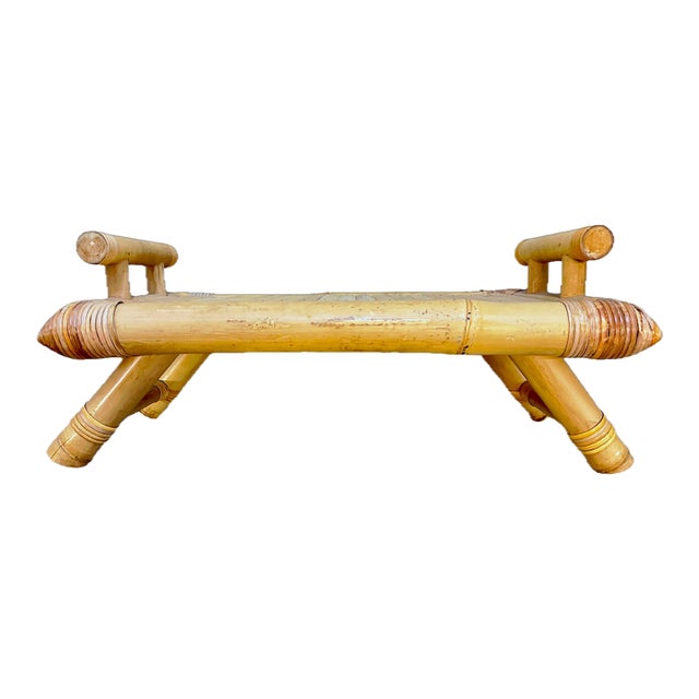 Vintage MCM Bamboo Folding Portable Serving Tray For Sale