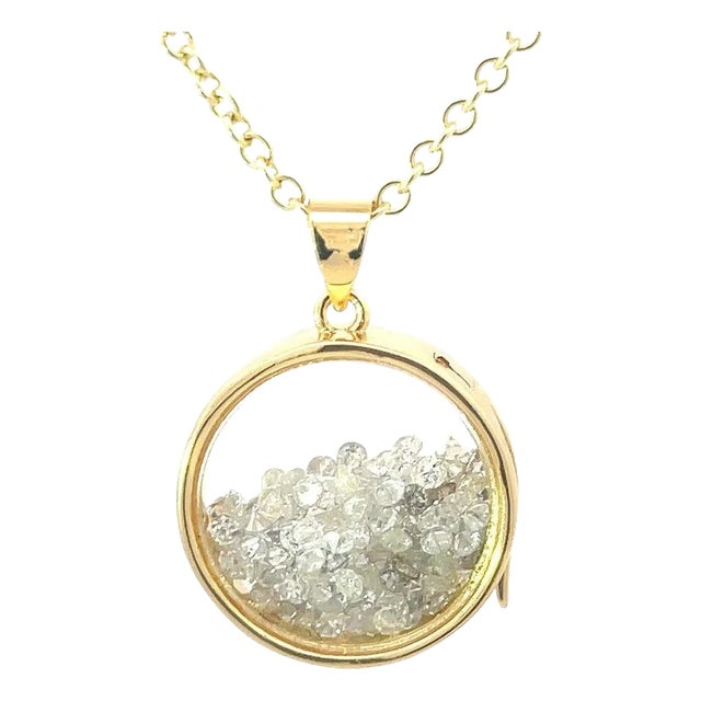 Diamond Locket Pendant Round 14k Gold & Gold Filled Necklace Shaker For Sale