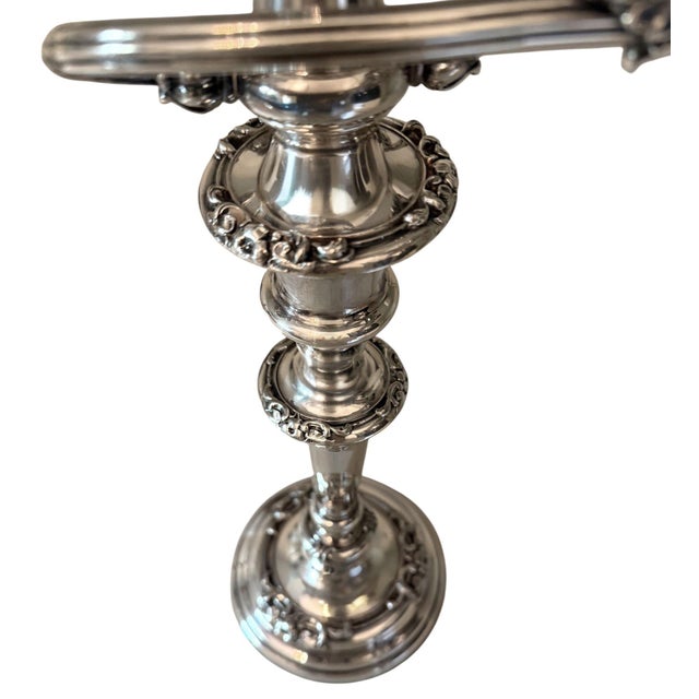 Pair of Silver Candelabras With Floral Detailing, France, Mid-20th Century. For Sale - Image 4 of 11