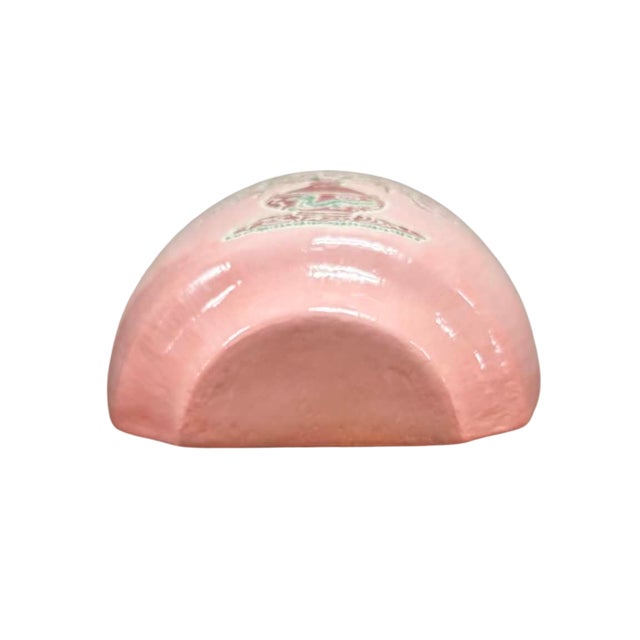 1960s Vintage Pink Ceramic Hanging Wall Planter With Oriental Floral Motif For Sale - Image 5 of 7