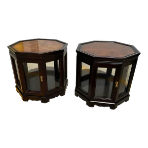 1980s Vintage Gordon’s Furniture Chinoiserie Octagon End Tables Pair