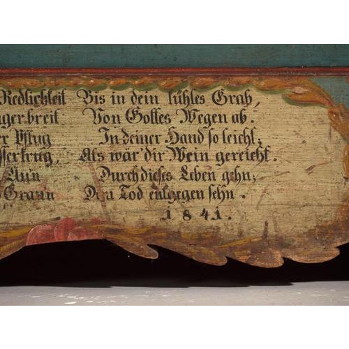 Antique Marriage Chest in Painted Pine, Central Europe, 1841 For Sale - Image 13 of 18