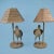 Pair of Crane Lamps by Mario Lopez Torres. There are minor imperfections to the hand-made woven rattan. Signed Mario Lopez...