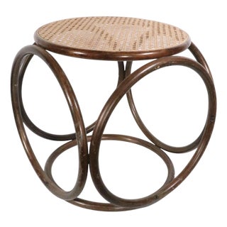 Mid 20th Century Bentwood and Cane Stool Ottoman Att. To Thonet For Sale