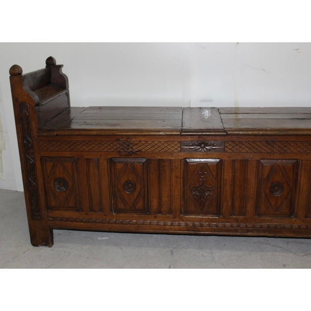 Oak Chest Bench, 18th Century For Sale - Image 3 of 15