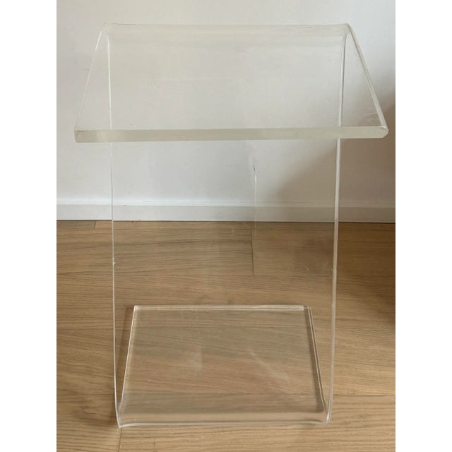 Plastic 1970s Vintage Mid-Century Lucite Z-Shaped Coffee Table Base For Sale - Image 7 of 11