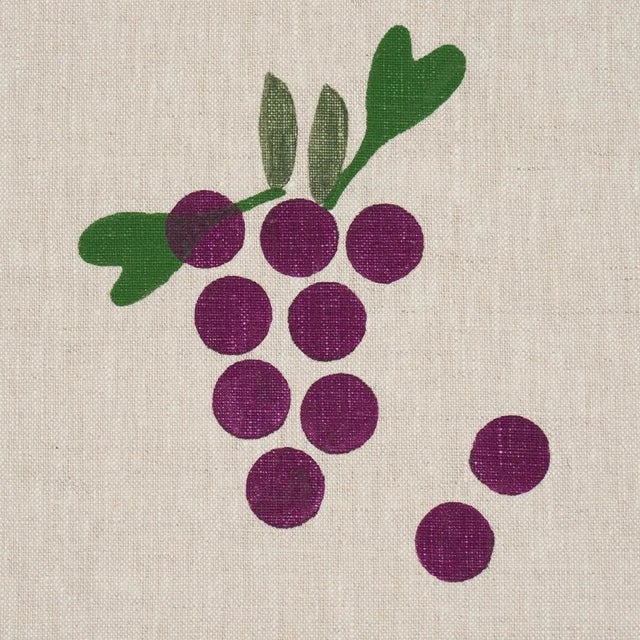 Contemporary SAMPLE - Schumacher X Caroline Z Hurley Grapes Hand Block Print Fabric In Purple On Natural For Sale - Image 3 of 7