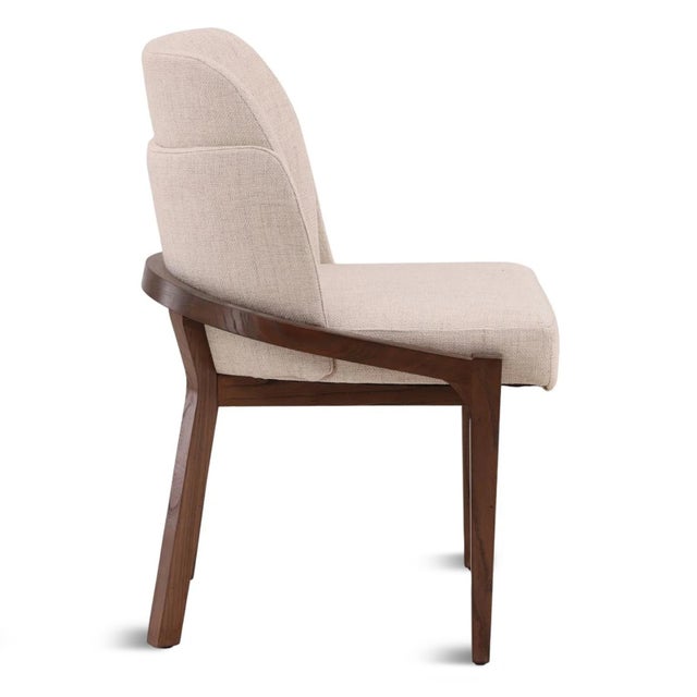 Mid-Century Modern Walnut Linen Ellery Dining Chair For Sale - Image 3 of 6