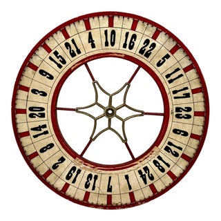 Nice Antique American Hand Painted Wood & Metal Wheel of Fortune Gaming Wheel Circa Early 20th Century For Sale