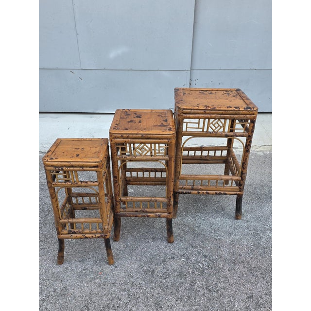 Art Nouveau Bamboo Stacking Tables, Italy, 1920s, Set of 3 For Sale - Image 13 of 17